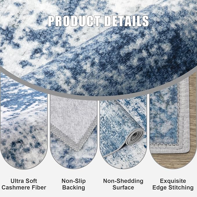 8x10 Area Rug Living Room Rug: Washable Modern Abstract Soft Thin Rug Indoor - Image 7