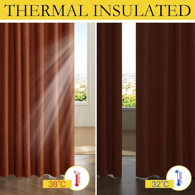 NICETOWN 100% Absolutely Blackout Linen Curtains - Image 3