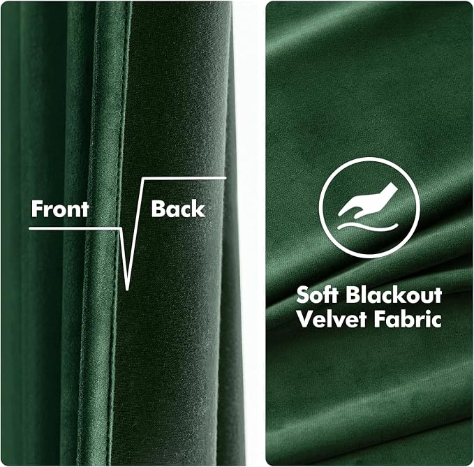 MIULEE Christmas Velvet Curtains Emerald Green Elegant Grommet Thermal - Image 3