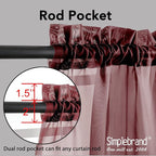 Simplebrand Red Sheer Curtains 84 Inches Long, Light Filtering Rod Pocket Solid - Image 4