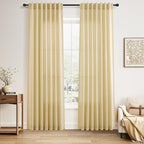 Nanspring Cream Yellow Linen Curtains 84 Inch Length by Nanspring