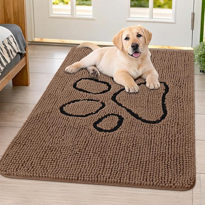 Smiry Dog Door Mat for Muddy Paws, Absorbent Dirt Trapper Non Slip Quick Dry by Smiry