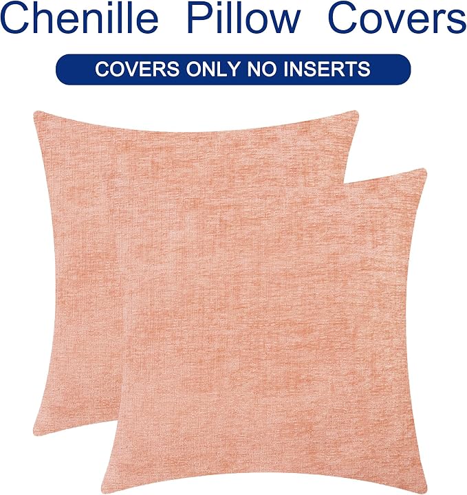 CaliTime Throw Pillow Covers Decorative 24 X 24 Inches Pack of 2 Cozy Chenille - Image 6