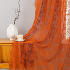 YJ YANJUN Vintage Lace Curtains 90 Inches Long-Rustic Floral Burnt Orange Sheer by YJYANJUN