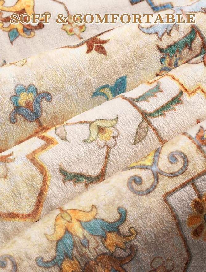 SERISSA Boho Washable Runner Rug, 2x6 Rug Runner Non-Slip Vintage Light Yellow - Image 4