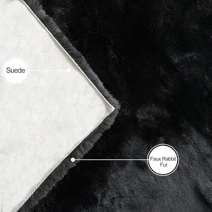 ORINOVA Black Rabbit Shaggy Fur Rug - Image 7