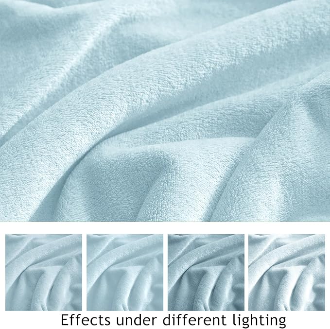 KMUSET Fleece Blanket Twin Size Mist Blue Lightweight Super Soft Cozy Fuzzy Bed - Image 6