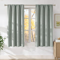NICETOWN Sage Green Faux Linen Room Darkening Rod Pocket Curtains 63 inch Length by NICETOWN