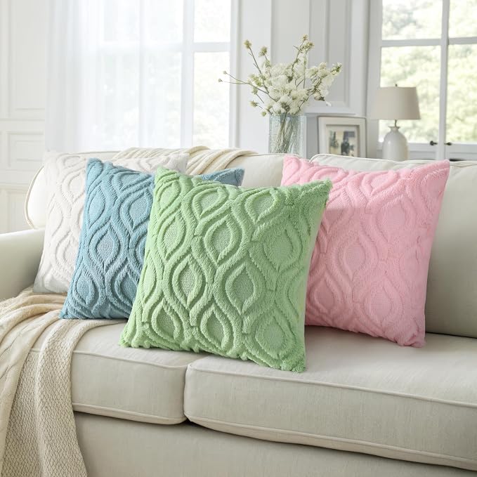 decorUhome Summer Throw Pillow Covers 16x16 Inch Set of 2, Soft Plush Faux Wool - Image 5