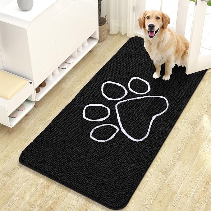 OLANLY Dog Door Mat for Muddy Paws 47x24, Paw Print Design, Absorbs Moisture by OLANLY