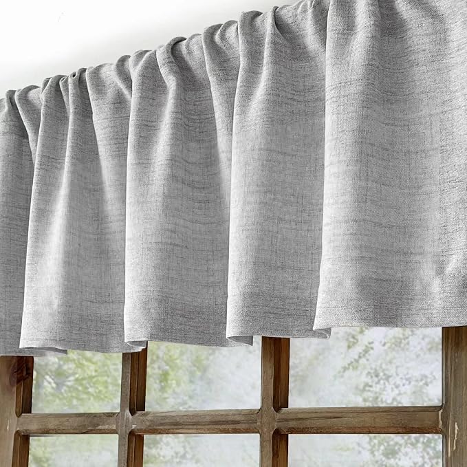 2 Pack Faux Linen Valance for Windows Kitchen Living Room Valances Rod Pocket - Image 6