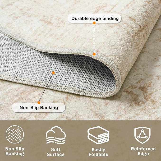 8x10 Area Rugs for Living Room Washable Rug: Anti-Skid Abstract Modern Living - Image 4