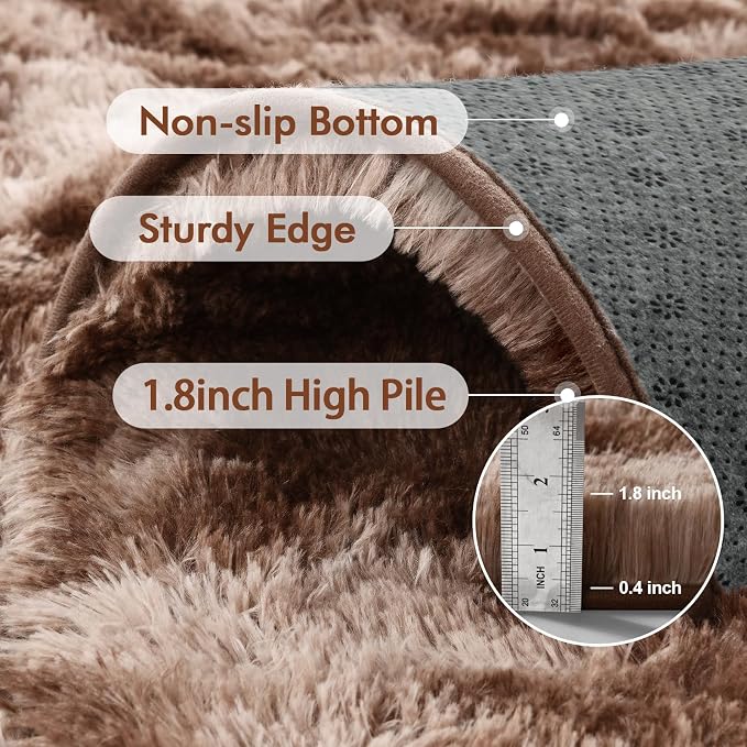 8x10 Ft Extra Large Shag Brown Area Rug - Image 5