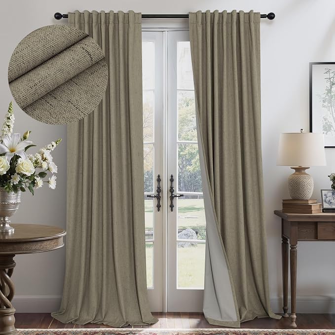 Pitalk 108 Inch Curtains 2 Panel Set Burg Modern Earthy Earth Tone Decorative by Pitalk