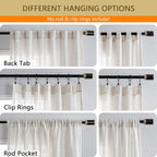 MYSKY HOME Linen Curtains for Living Room, Natural Semi Sheer Curtains & Drapes - Image 4