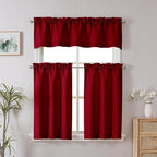 Chyhomenyc Red Valance for Windows, Light Filtering Faux Linen Textured Small - Image 2