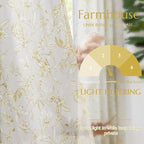 jinchan Floral Curtains 96 Inches Long Mustard Yellow Flower Linen Farmhouse - Image 3