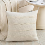 Fancy Homi Set of 1 Boho Cream Decorative Throw Pillow Cover 18x18 Inch by Fancy+Homi