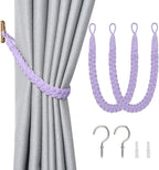 NICEEC 2 Pack Natural Cotton Rope Curtain Tiebacks Elegant Boho Style by NICEEC
