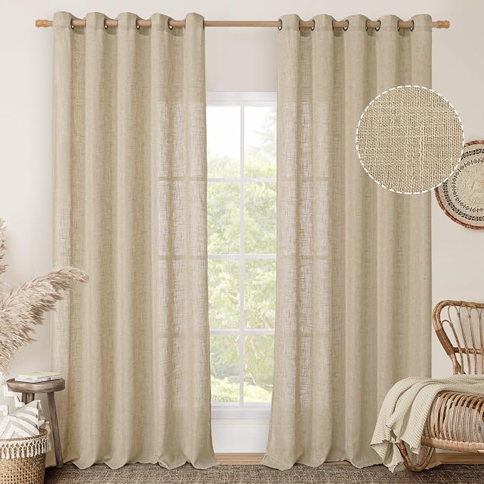 LAMIT Linen Curtains 84 Inches Long by LAMIT