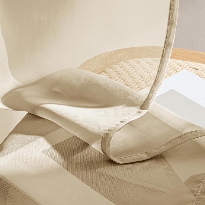 MIULEE Beige Sheer Curtains 63 Inches Long, 4 Panels Set, Rod Pocket Voile - Image 7