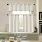 OVZME Natural Valance for Windows, Light Filtering Faux Linen Textured Small - Image 2