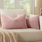 MIULEE Pink Decorative Lumbar Throw Pillow Covers 12x20 Inch by MIULEE
