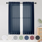 OWENIE Blue Sheer Curtains, Sheer Curtains 63 inch Length 2 Panels Set by OWENIE