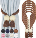 6 Pack Magnetic Curtain Tiebacks Cotton Hand Woven Tie Back Decorative Rope by CurtianTiebacks