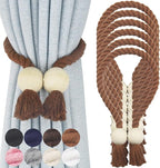 6 Pack Magnetic Curtain Tiebacks Cotton Hand Woven Tie Back Decorative Rope by CurtianTiebacks