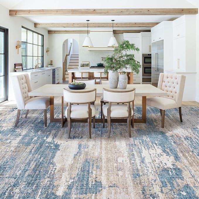 9x12 Area Rug for Living Room, Washable Modern Abstract Large Area Rug Neutral - Image 5