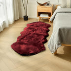 duduta Burgundy Faux Sheepskin Runner Rug 2x6 ft, Fluffy Shag Bedroom Dorm Rug by duduta