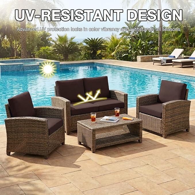 hyha 4Pcs Patio Cushion Covers, Stretch Outdoor Couch Cushion Covers Replacement - Image 6