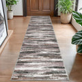 Lansny Modern Abstract Hallway Runner Rug, Dark Light Brown White Washable by lansny