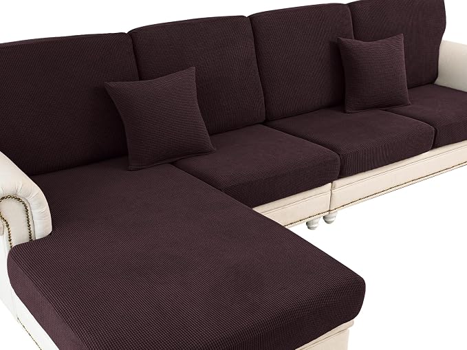 Couch Cushion Covers for Sectional Sofa L Shape Washable Separate Seat Chaise by LA+MEACK