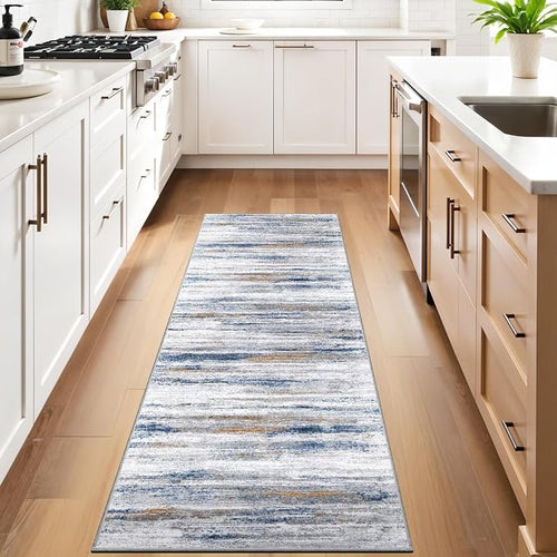 2x10 Washable Runner Rugs for Hallway: Easy-to-Clean Abstract Runners for by WIEVEDENS