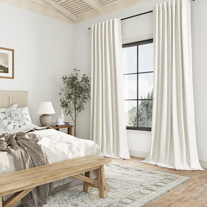 Guken 100% Blackout Linen Curtains 42 Inch Wide by 102 Inch 2 Panels Set - Image 8
