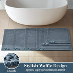 RESARE Waffle Bathroom Runner Rugs, Super Absorbent Bath Mat Non Slip Washable - Image 5
