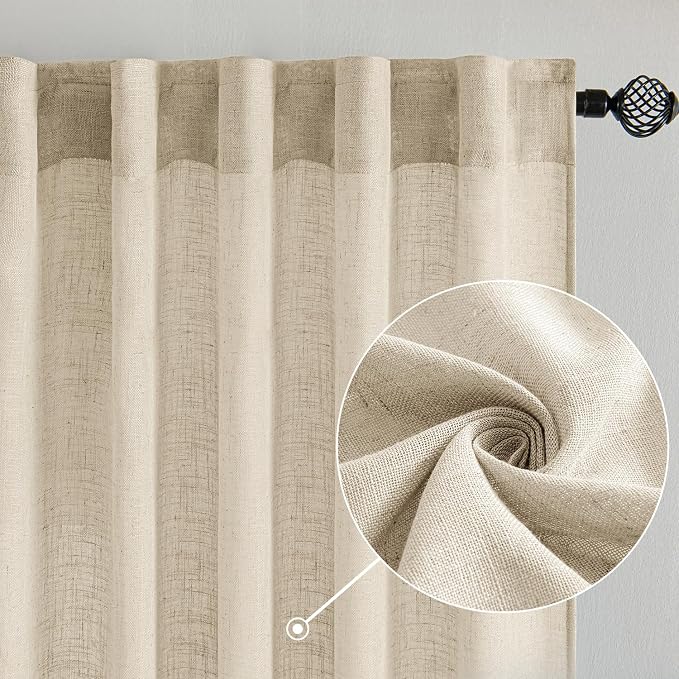 MIULEE Linen Curtains 84 Inch Length 2 Panels - Image 2