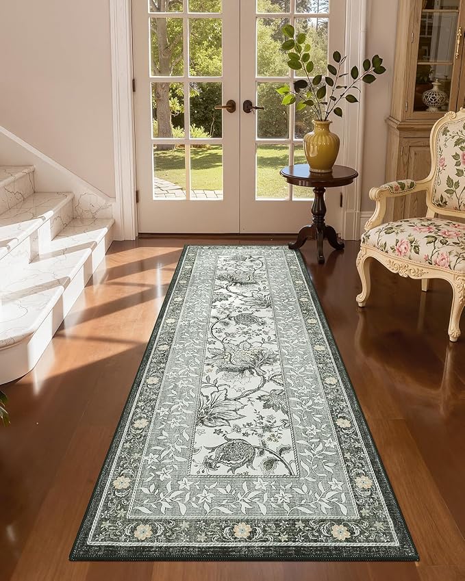 GarveeHome Provence Fog 2x6 Washable Kitchen Runner Rugs Non Slip Vintage Boho by GarveeHome