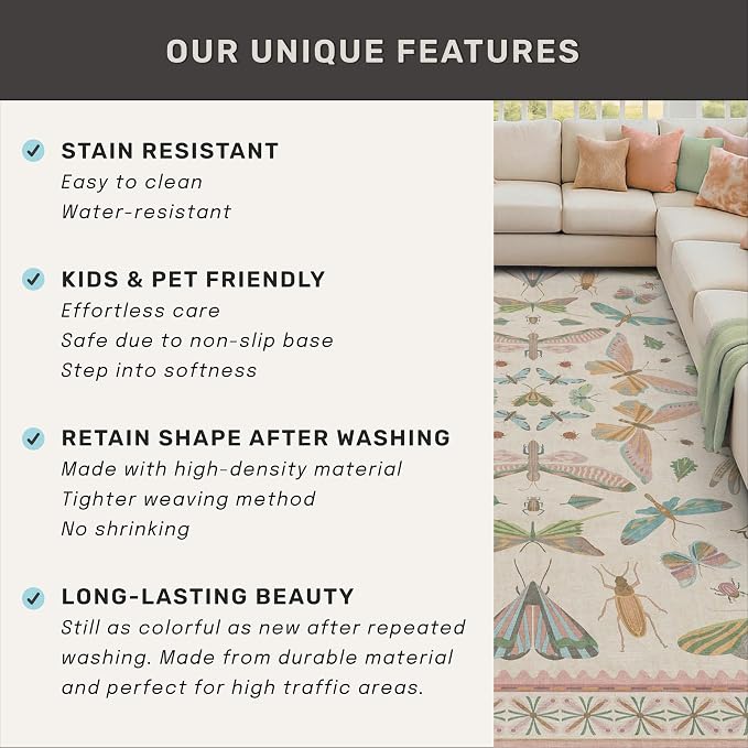 Hazo Haus Floral Pink Rugs for Bedroom Girls 6x9 - Image 7
