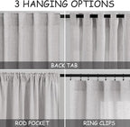 Grey Linen Curtains 102 Inches Long 2 Panels Set - Image 3