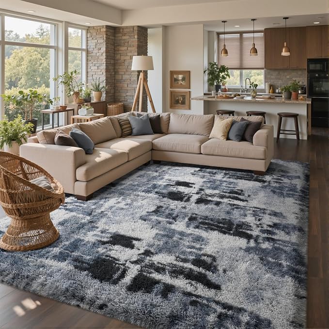 6x9 Ft Large Shag Rugs for Living Room Decor, Tie-Dyed Ultra Soft Fluffy Furry - Image 3