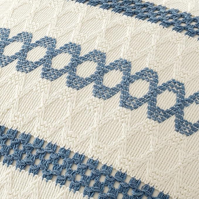 MIULEE Set of 2 Coastal Blue Boho Decorative Pillow Covers 20x20 Inch Farmhouse - Image 4