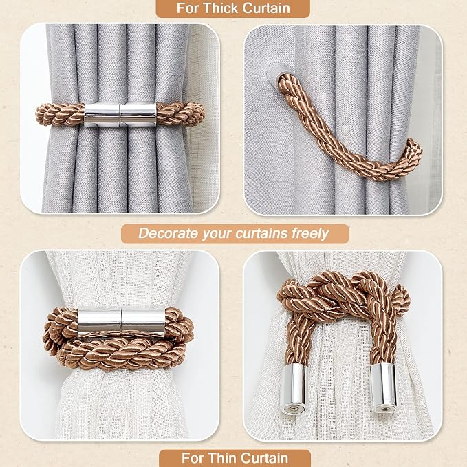 NICEEC 2 Pack Strong Magnetic Curtain Tiebacks Modern Simple Style Drape Tie - Image 6