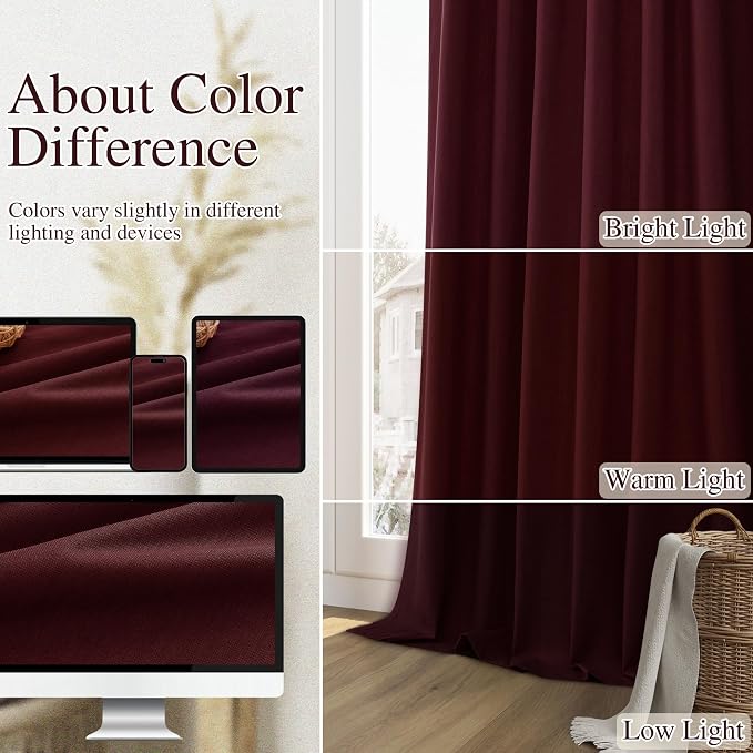 Guken 100% Blackout Curtains 90 Inch Length 2 Panels Set - Image 7