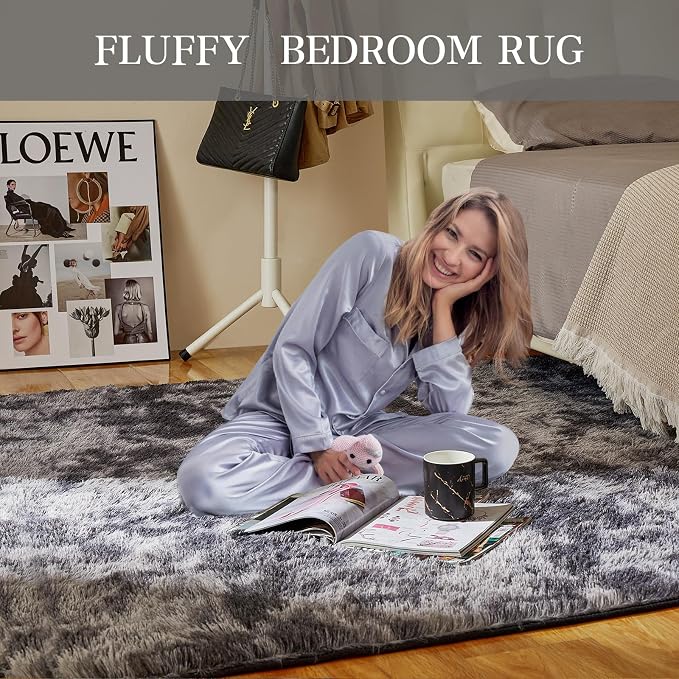 Large Area Rugs for Living Room, 6x9 Feet Fluffy Shag Fuzzy Plush Soft Bedroom - Image 2