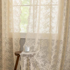 YJ YANJUN Vintage Lace Curtains 96 Inches Long-Victorian Floral Beige Sheer - Image 5