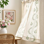 jinchan Belrose Linen Floral Kitchen Curtains 24 inch Length Embroidered - Image 4