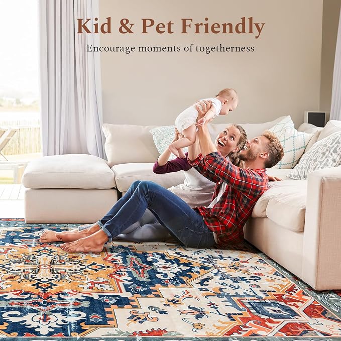 Rugflix 5x7 Area Rug for Living Room, Machine Washable Area Rugs - Image 9